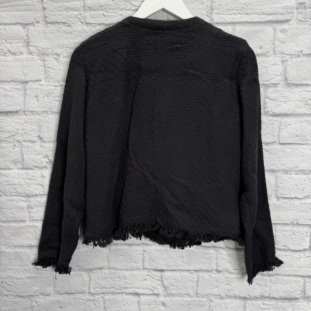 Spartina 449 Haigler Tweed Jacket Size M Black Cotton Quiet Luxury Zip - Picture 7 of 7